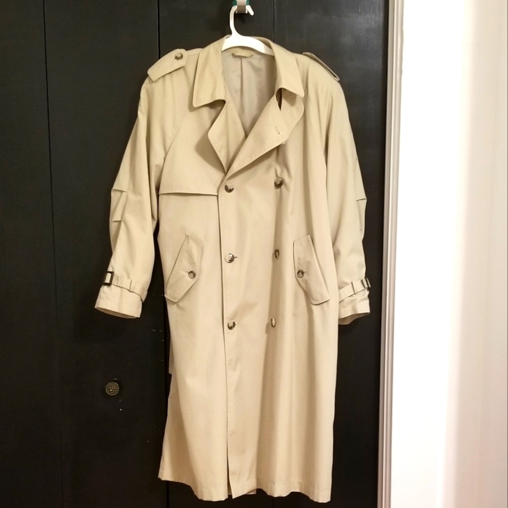 Men's double breasted khaki trench coat